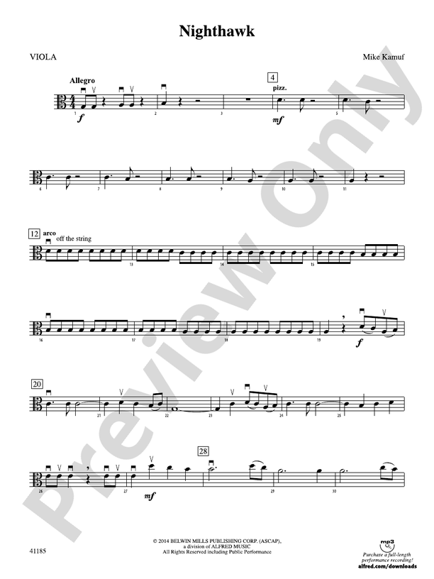 Nighthawk Viola Viola Part Digital Sheet Music Download