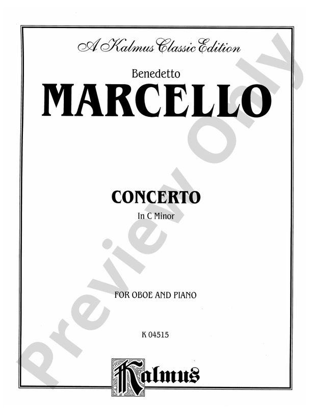 Marcello Concerto in C Minor Oboe Part(s) Benedetto Marcello