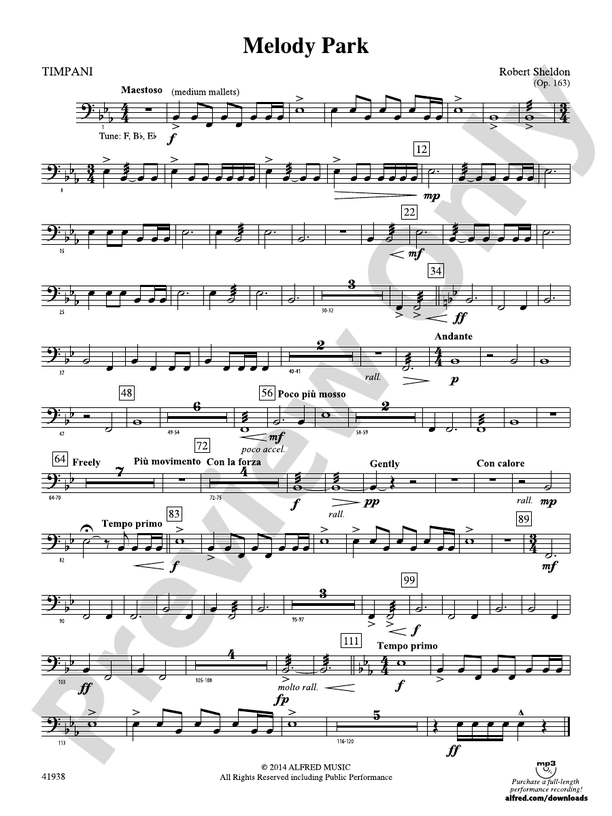 Melody Park Timpani Timpani Part Digital Sheet Music Download