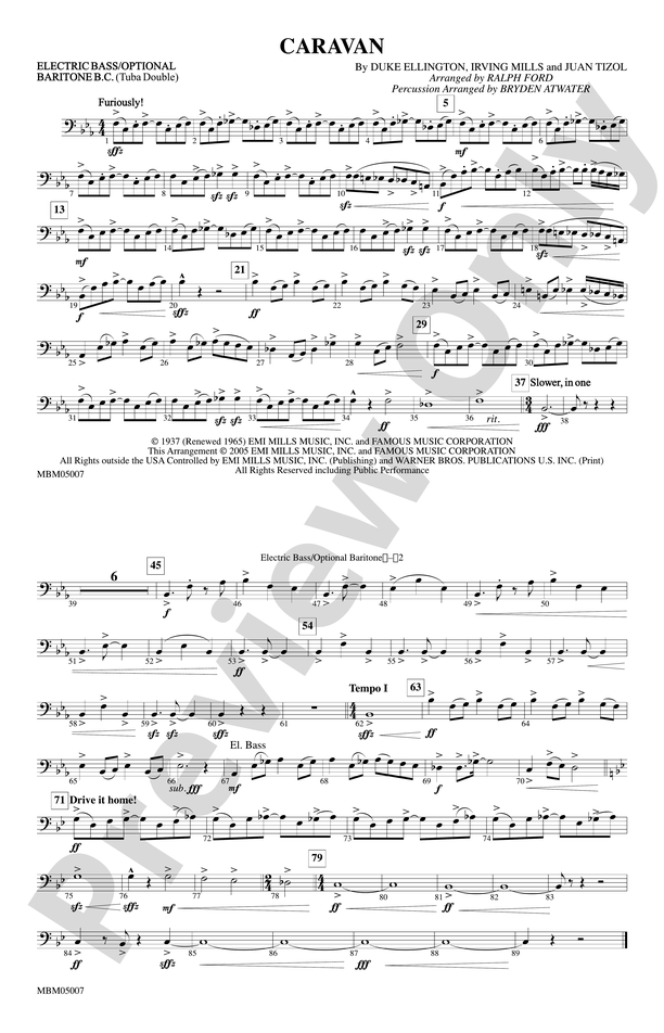 Caravan: Electric Bass: Electric Bass Part - Digital Sheet Music Download