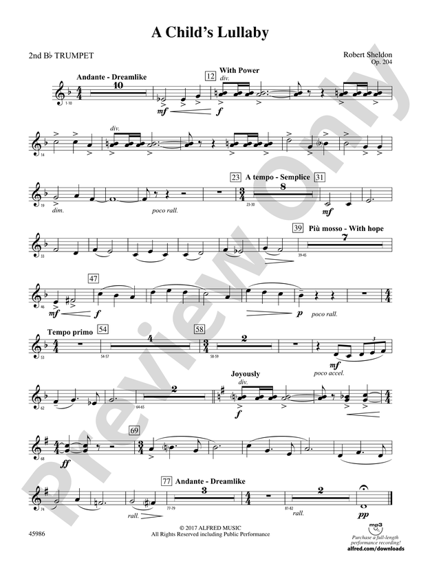 A Child's Lullaby: 2nd B-flat Trumpet