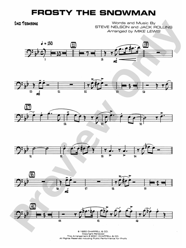 Frosty the Snowman: 2nd Trombone: 2nd Trombone Part - Digital Sheet Music  Download