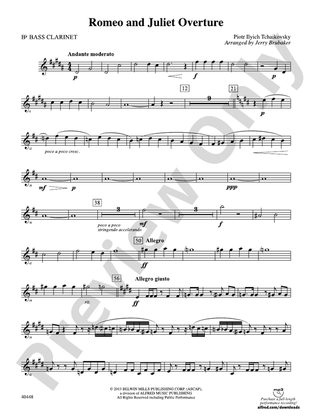 Romeo and Juliet Overture: B-flat Bass Clarinet: B-flat Bass Clarinet ...