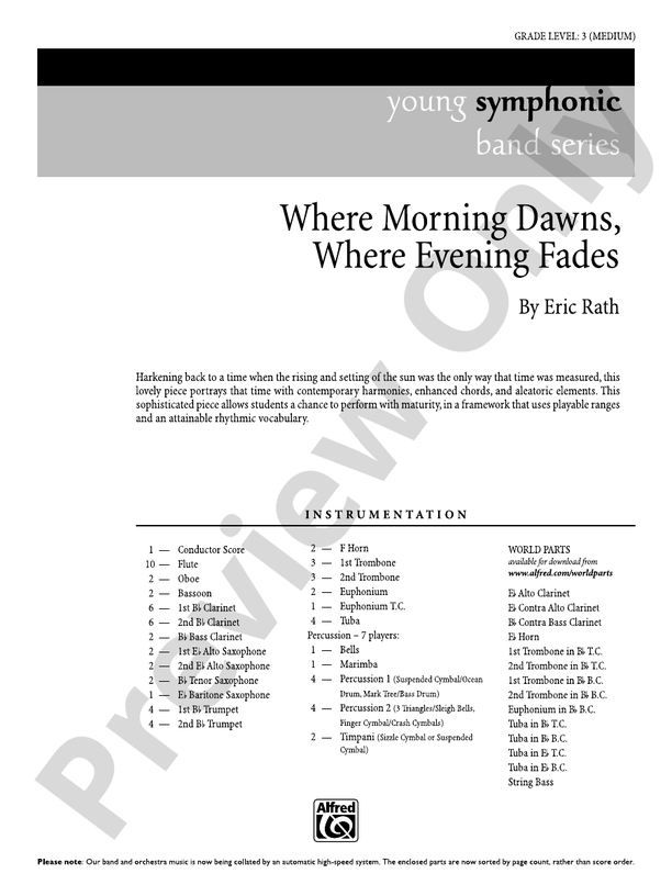 Where Morning Dawns, Where Evening Fades: Score: Concert Band Score ...