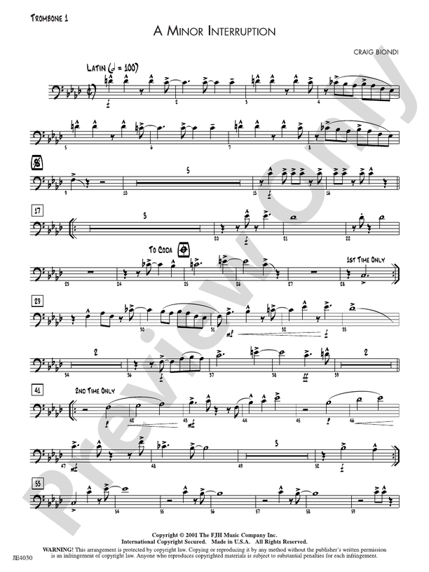 A Minor Interruption: Trombone 1: Trombone 1 Part: Craig Biondi ...