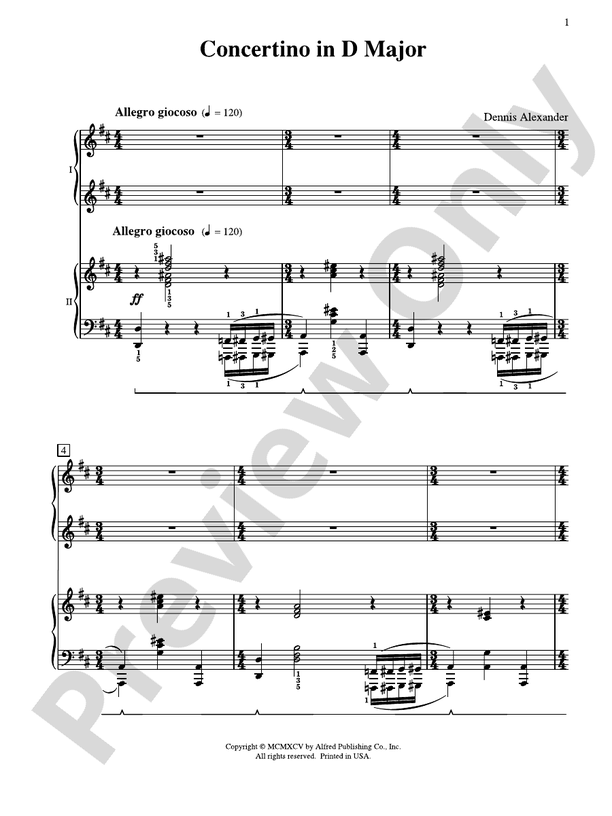 Concertino in D Major - Piano Duo (2 Pianos, 4 Hands)