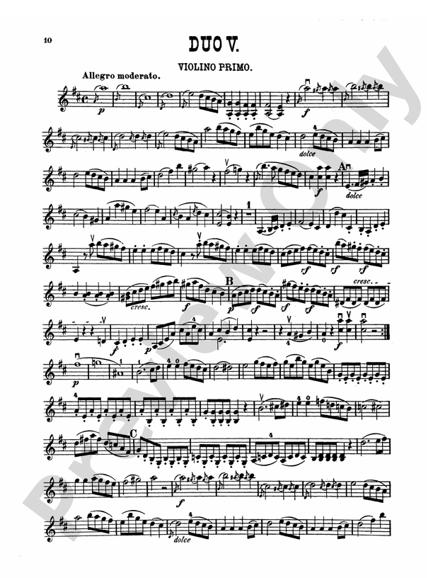 Pleyel Six Easy Duets Op 8 Duet No 5 Violin I Part Digital Sheet Music Download