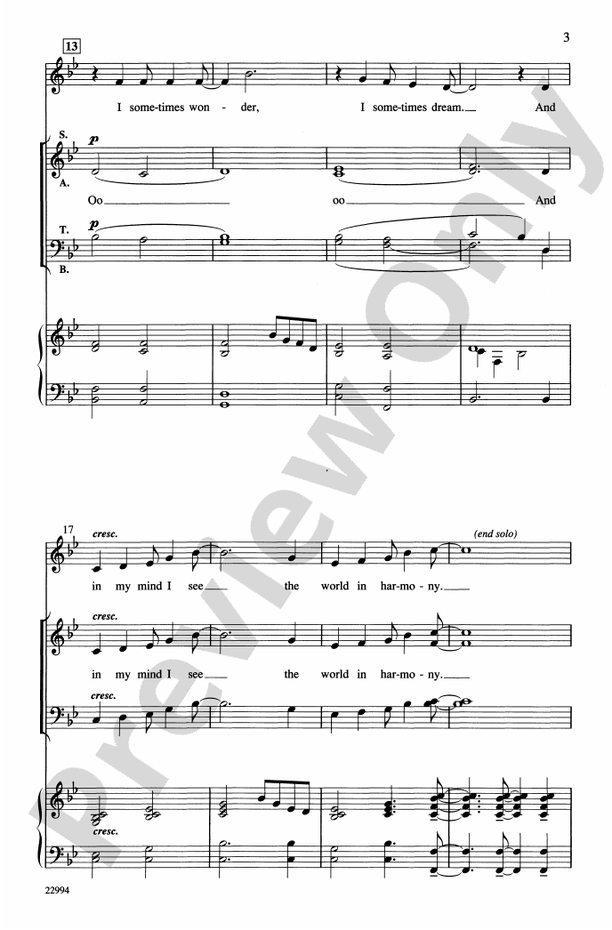 The Dream: SATB Choral Octavo: Dave Perry - Digital Sheet Music Download