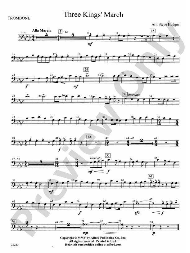 Three Kings' March 1st Trombone 1st Trombone Part Digital Sheet