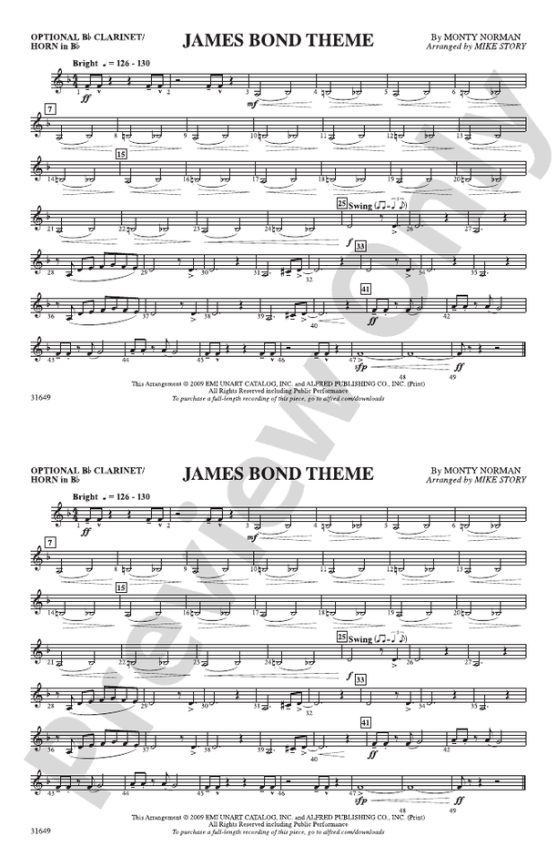 James Bond Theme: Optional Bb Clarinet/Horn in Bb