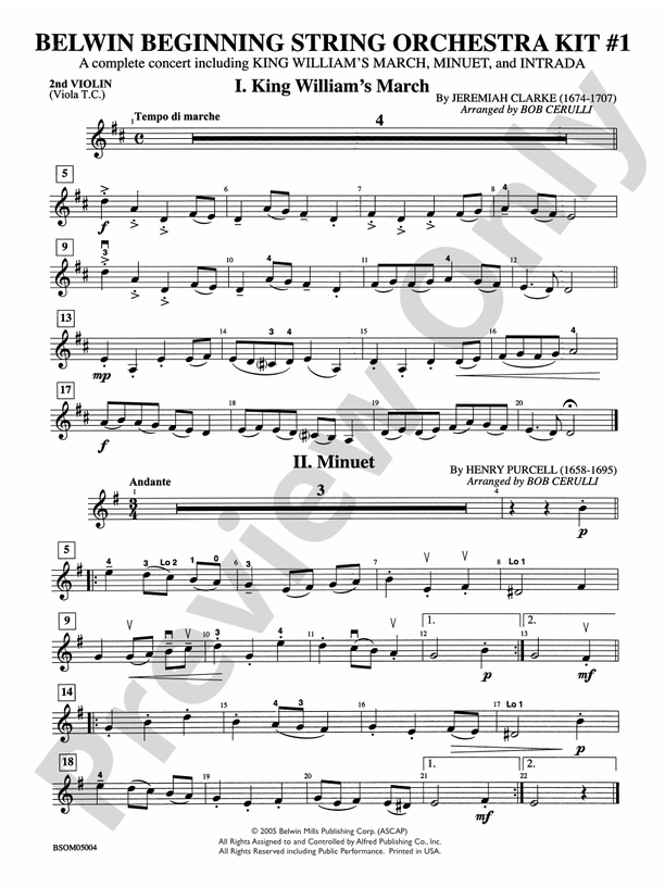 Belwin Beginning String Orchestra Kit 1 2nd Violin 2nd Violin Part