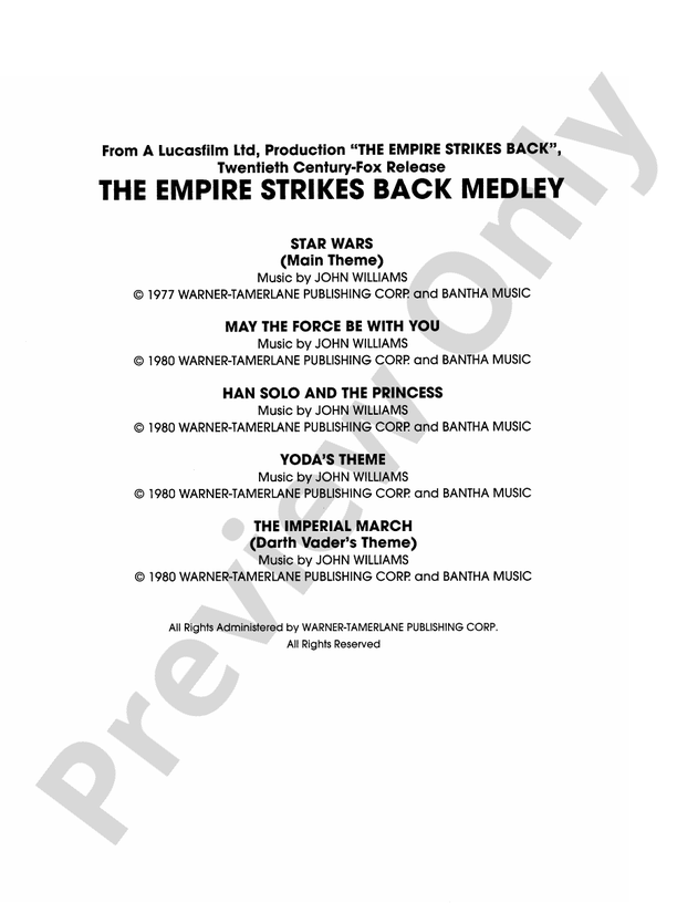 The Empire Strikes Back Medley: Score