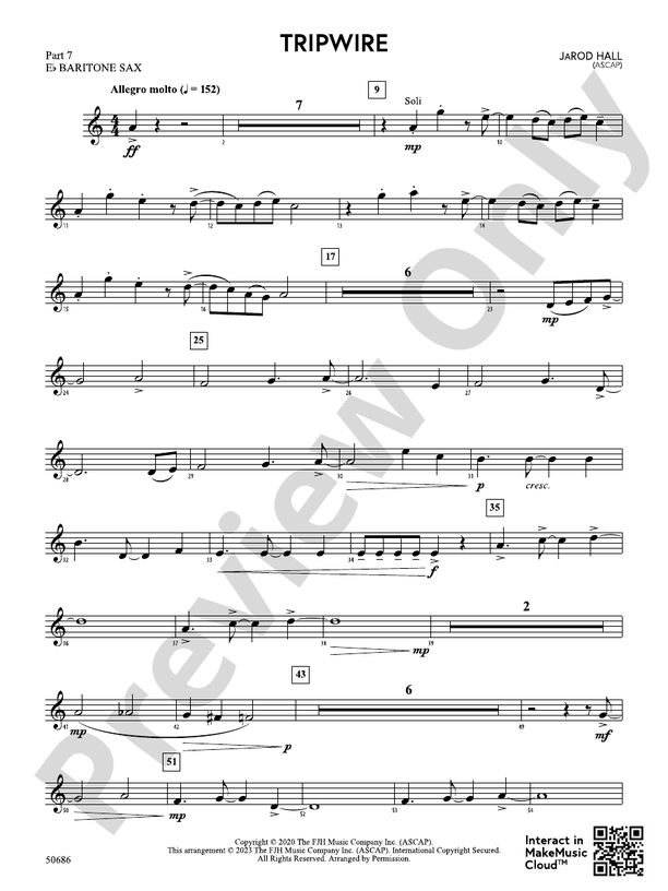 Tripwire Part 7 Eflat Baritone Sax Part 7 Eflat Baritone Sax Part Digital Sheet Music