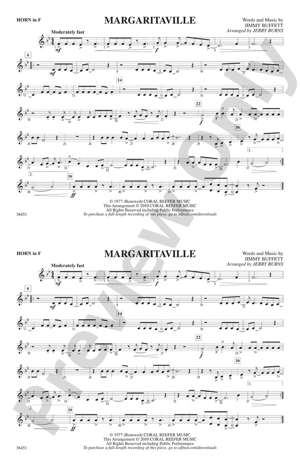 Margaritaville 1st F Horn 1st F Horn Part Digital Sheet Music Download 