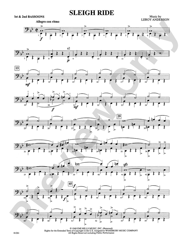 Sleigh Ride: 1st & 2nd Bassoon
