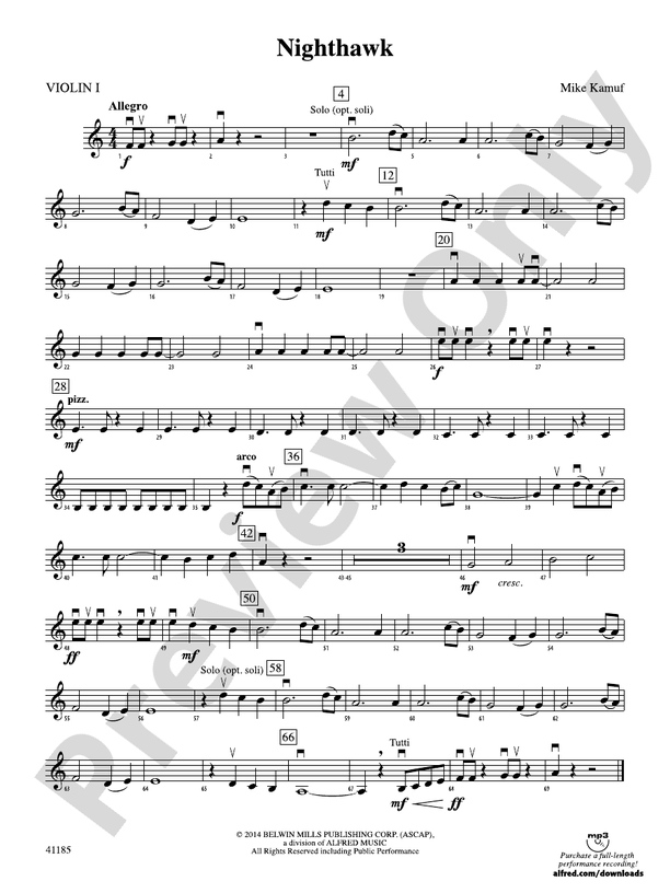 Nighthawk: 1st Violin: 1st Violin Part - Digital Sheet Music Download