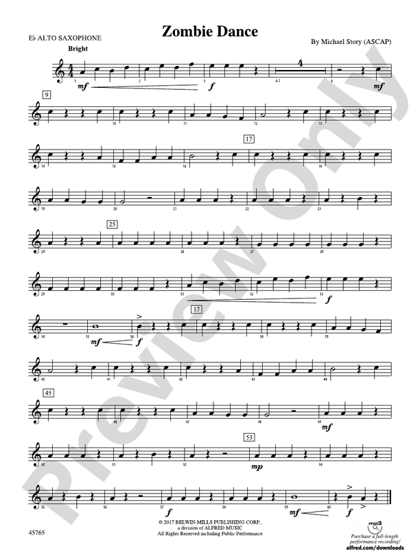 Zombie Dance Eflat Alto Saxophone Eflat Alto Saxophone Part