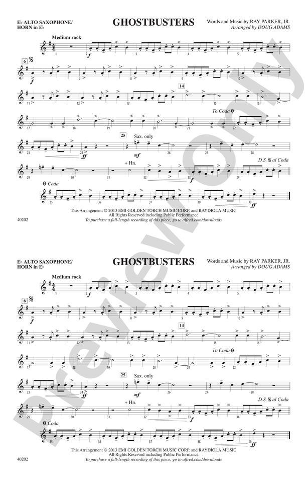 Ghostbusters: E-flat Alto Saxophone