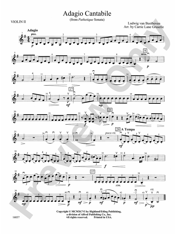 Adagio Cantabile 2nd Violin 2nd Violin Part Digital Sheet Music