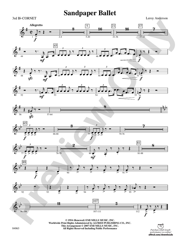 Sandpaper Ballet 3rd Bflat 3rd Bflat Part Digital Sheet Music Download
