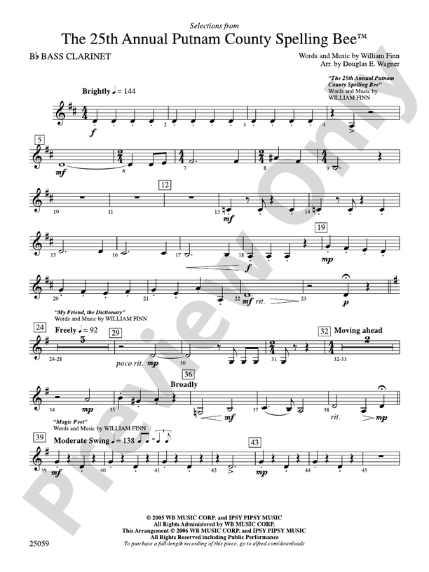 The 25th Annual Putnam County Spelling Bee,™ Selections from Bflat