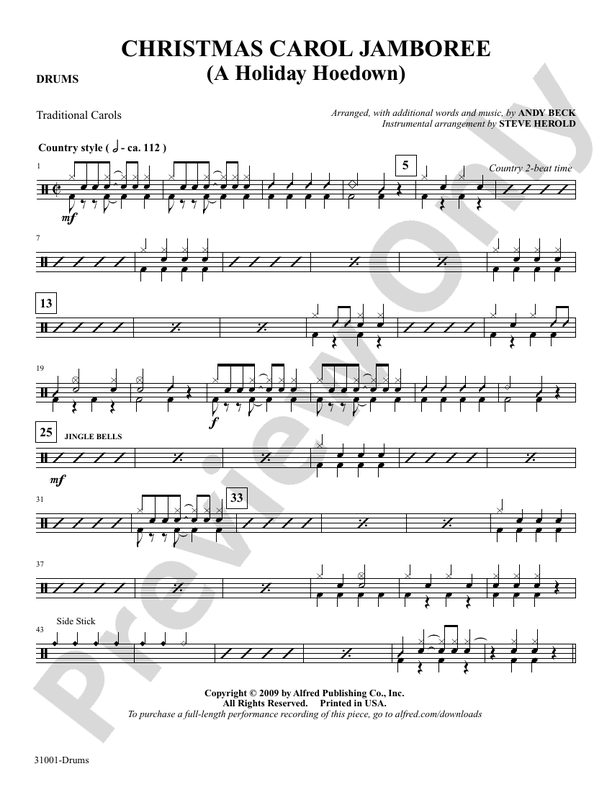 Christmas Carol Jamboree (A Holiday Hoedown) Drums Drums Part