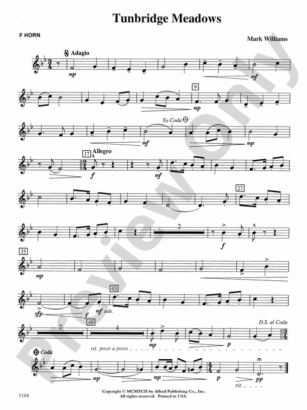 Tunbridge Meadows 1st F Horn 1st F Horn Part Digital Sheet Music