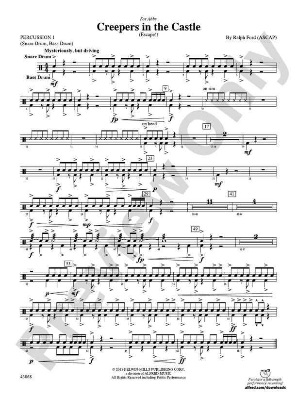 Creepers in the Castle 1st Percussion 1st Percussion Part Digital
