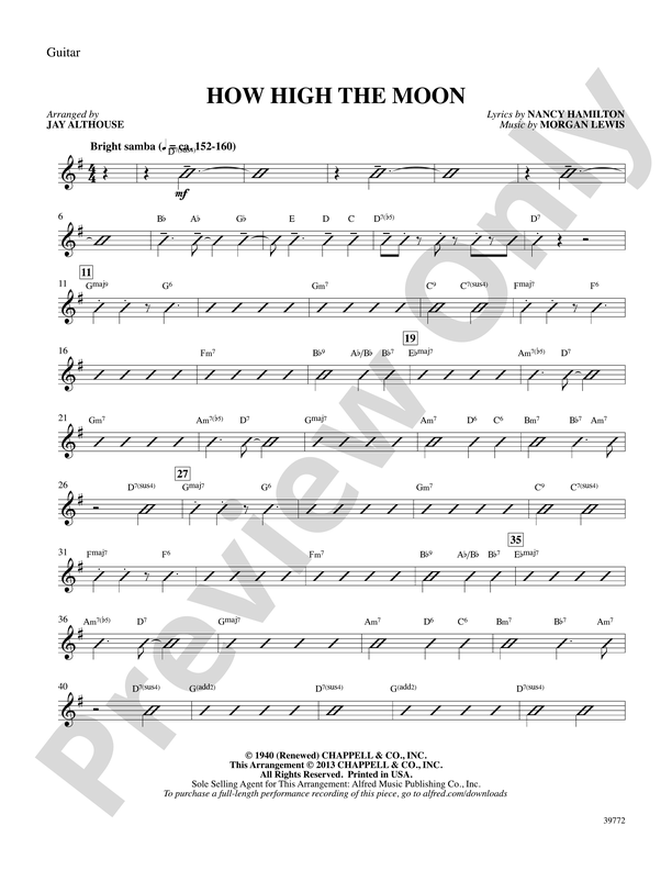 How High The Moon Guitar Guitar Part Digital Sheet Music Download 