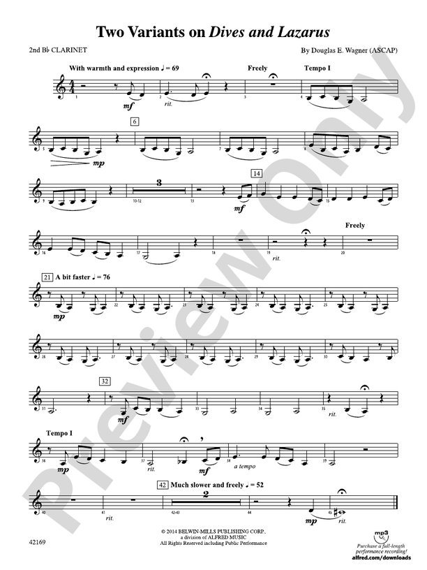 Two Variants on "Dives and Lazarus" 2nd Bflat 2nd Bflat