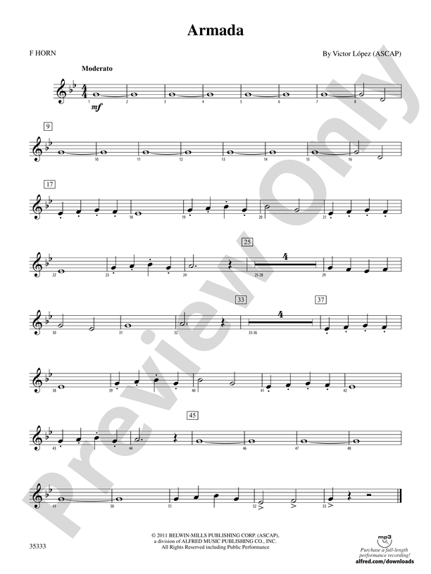 Armada 1st F Horn 1st F Horn Part Digital Sheet Music Download