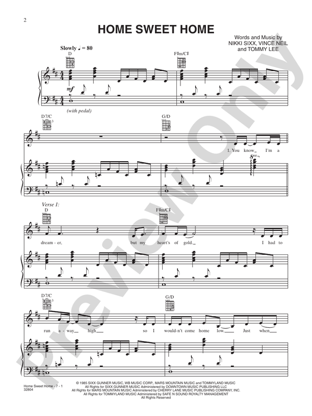 Download Digital Sheet Music of motley crue for Guitar notes and tablatures