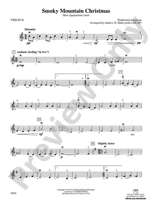 Smoky Mountain Christmas: 2nd Violin: 2nd Violin Part - Digital Sheet ...