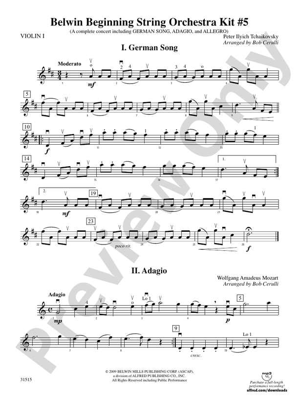 Belwin Beginning String Orchestra Kit 5 1st Violin 1st Violin Part