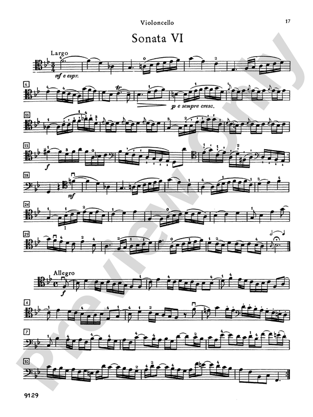 Major　Basso　and　Cello　I)　Sonatas　Six　B　(Cello　Music　Part　flat　No.　Continuo:　Download　Digital　for　6,　Sonata　Vivaldi:　Sheet
