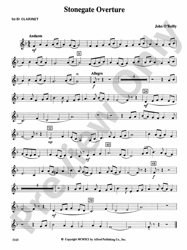 Stonegate Overture: 1st B-flat Clarinet: 1st B-flat Clarinet Part ...