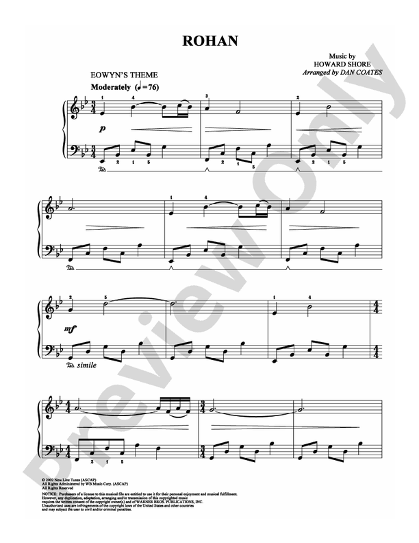 Rohan: Easy Piano: Howard Shore - Digital Sheet Music Download