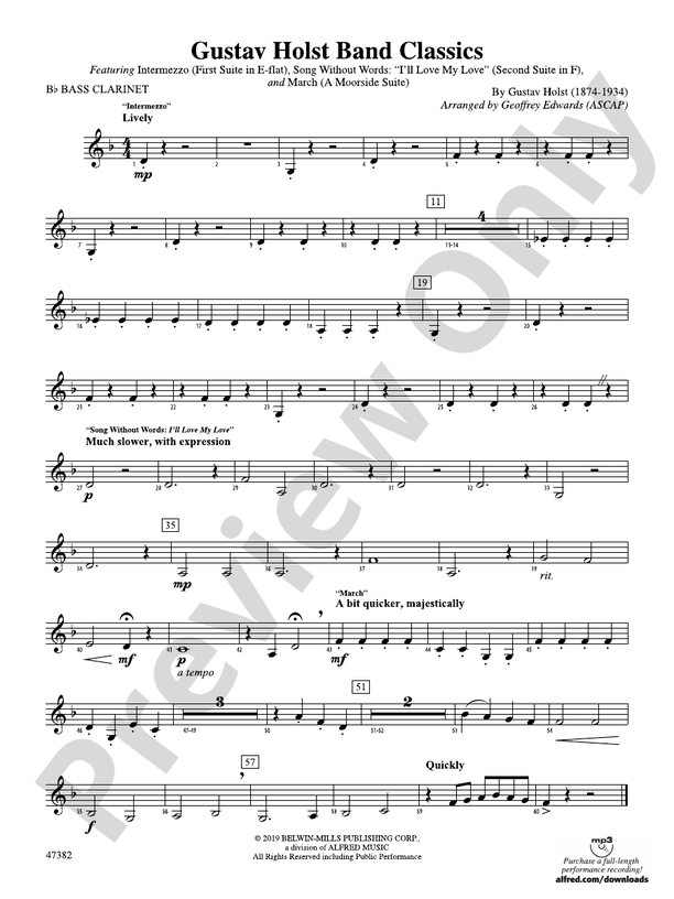 Gustav Holst Band Classics B Flat Bass Clarinet B Flat Bass Clarinet