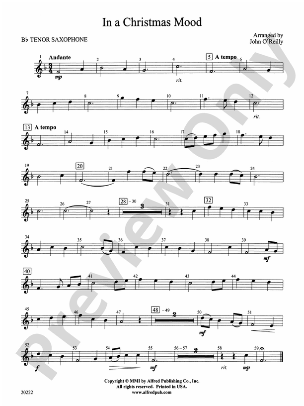 In a Christmas Mood Bflat Tenor Saxophone Bflat Tenor Saxophone