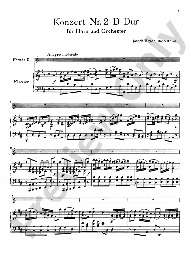 Haydn Concerto No. 2 in D Major Concerto No. 2 in D Major Part Digital Sheet Music Download