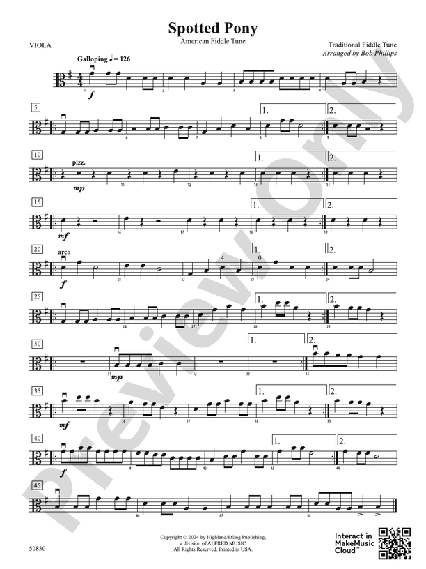 Spotted Pony: Viola: Viola Part - Digital Sheet Music Download