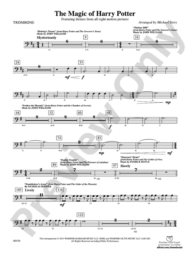 The Magic of Harry Potter 1st Trombone 1st Trombone Part Digital