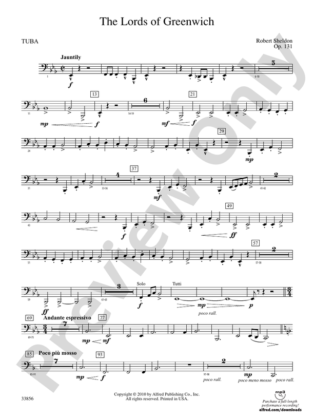 The Lords of Greenwich: Tuba: Tuba Part - Digital Sheet Music Download