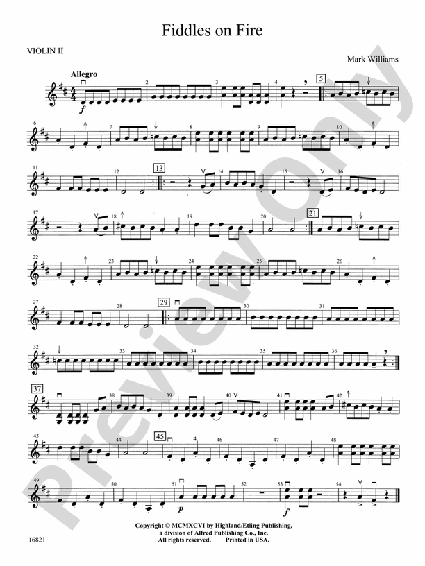 Fiddles on Fire 2nd Violin 2nd Violin Part Digital Sheet Music Download