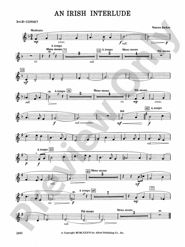 An Irish Interlude: 3rd B-flat Cornet: 3rd B-flat Cornet Part - Digital ...