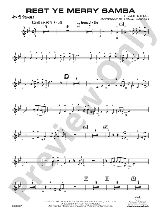 Rest Ye Merry Samba: 4th B-flat Trumpet