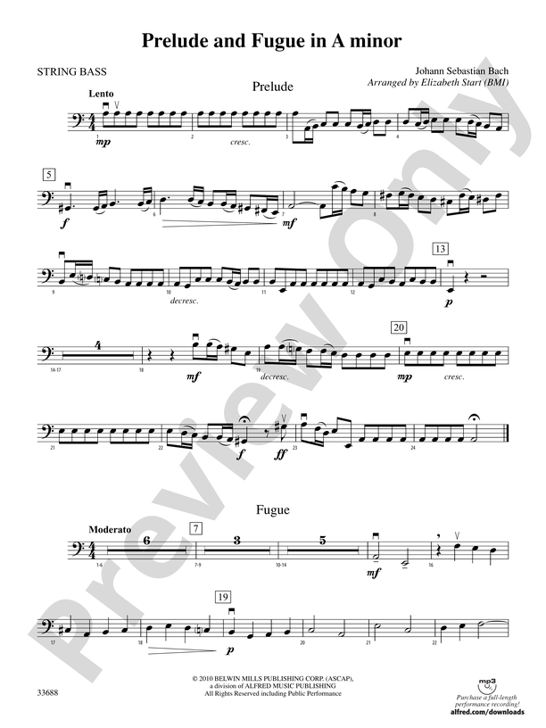 Prelude and Fugue in A Minor: String Bass