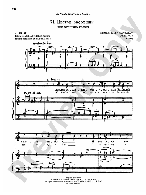 Rimsky-Korsakov: Songs, Volume VI (Russian/English): 71. The Withered ...