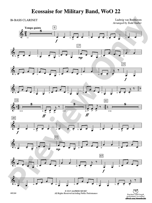 Ecossaise for Military Band, WoO 22: B-flat Bass Clarinet