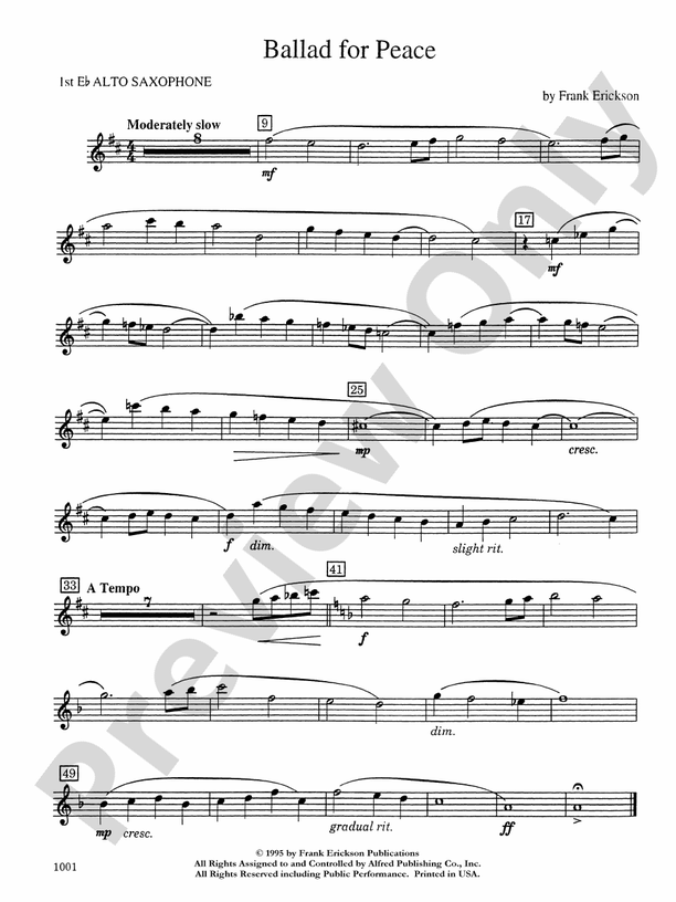 Ballad for Peace Eflat Alto Saxophone Eflat Alto Saxophone Part